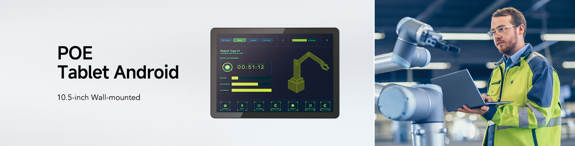 P105 Custom 10.5-Inch  RK3566 PoE Wall-Mountable Tablet Android for Home Automation