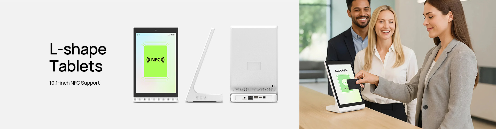 L Shape 10.1-inch RK3562 Android NFC Tablets for Reception and NFC Card Reading