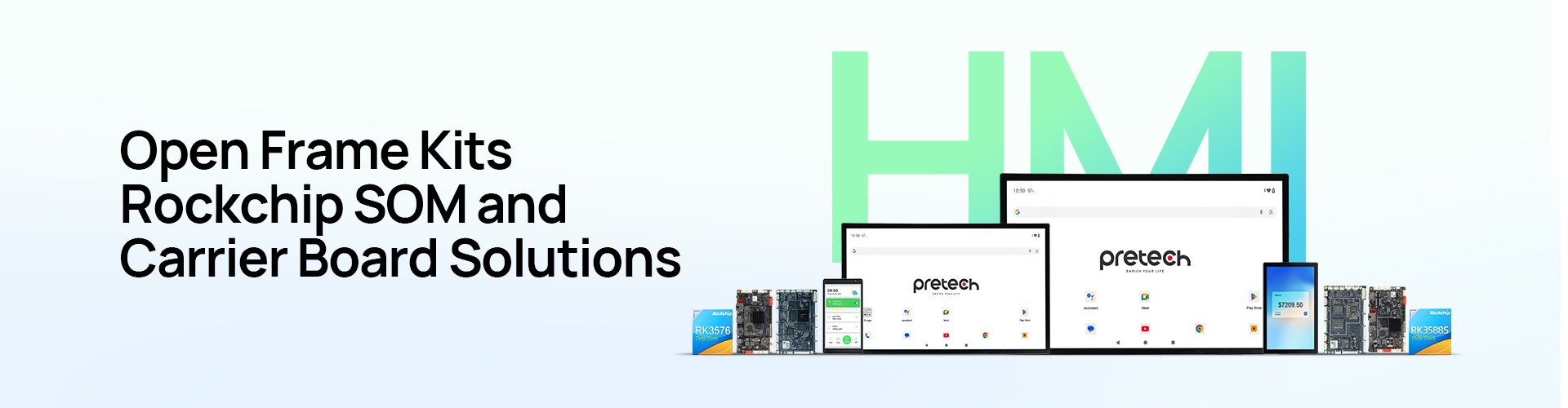 RK3588S SOM and Carrier Board H3588S Assembly with Open Frame Display and Touch Screen for Large-Scale Industry Applications