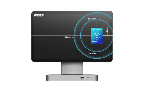 The back center of the tablet features an A pin that supports a magnetic pogo pin with 9-pin functionality, including USB, power supply, internal charging, and GPIO (with optional I2C and SPI support). This versatile setup is compatible with a wide range of functional docks and embedded applications.