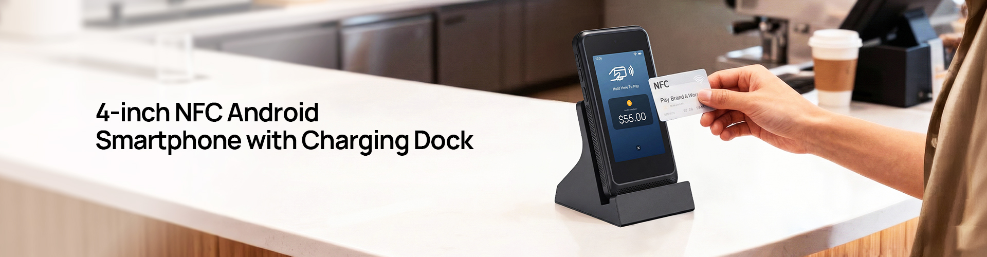 4-inch Android NFC Smartphone with Charging Dock for Asset Tracking, Mobile Ticketing, Personnel ID Authentication, Inventory Data Capture