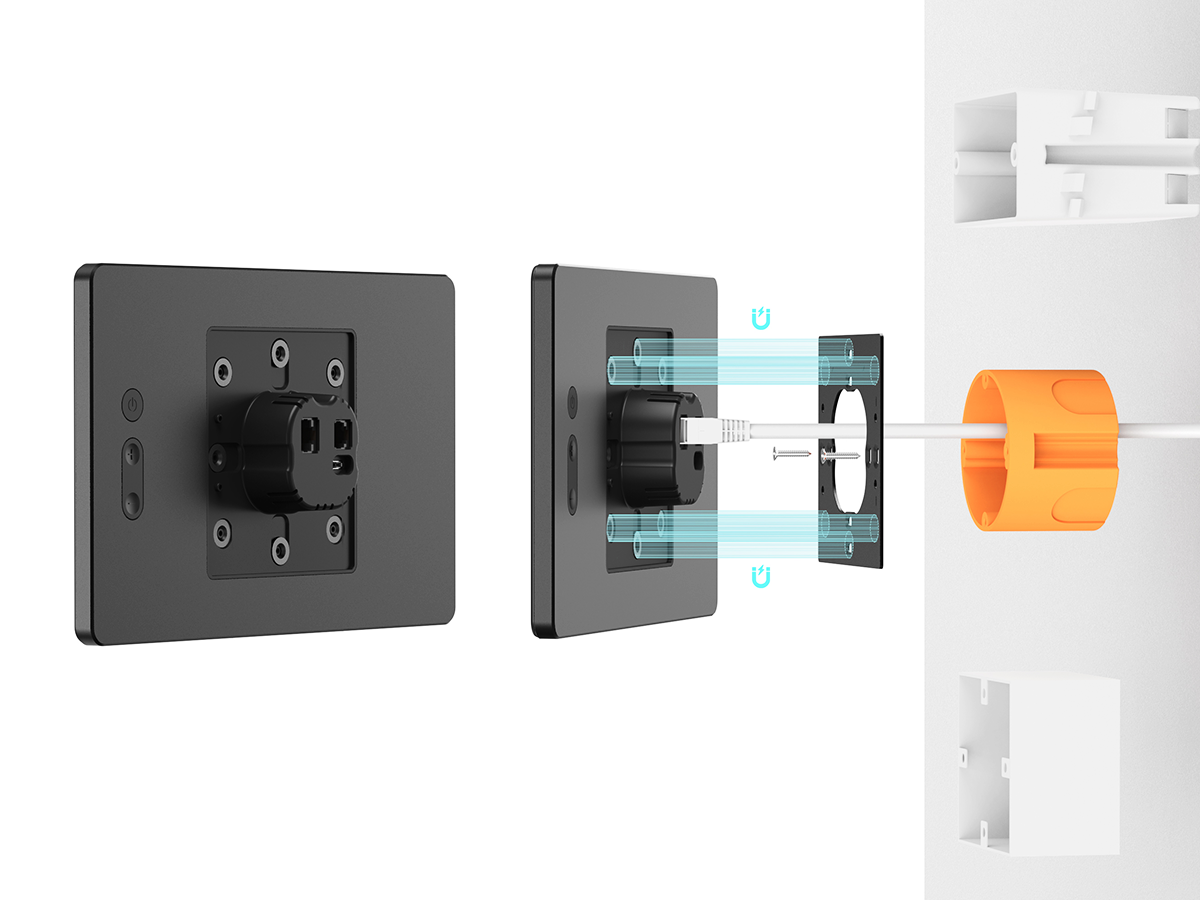 Pretech WP103 magnetic mounting and wall-box installation structure