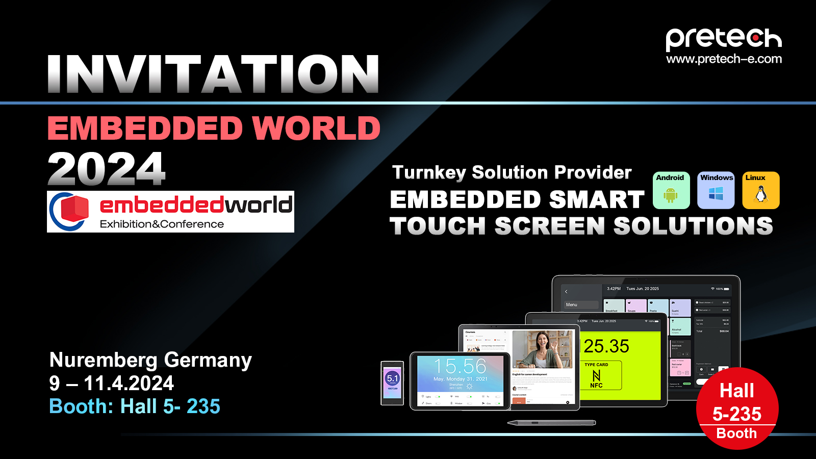 Invitation to Embedded World 2024 - Visit us at Booth No. Hall 5-235