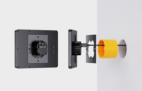 Primary connection via PoE (Power over Ethernet) for a single-cable installation. Features an 8-Inch IPS Panel with highly responsive G+FF Capacitive Touch.