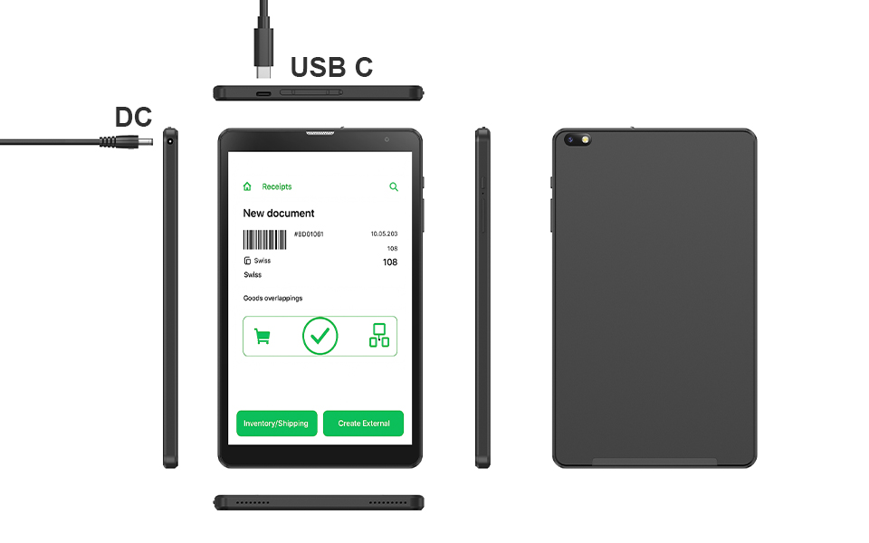 8-inch 4G LTE Tablet with Dual Power Input (DC + USB-C) for Fixed-Mobile Enterprise HMI