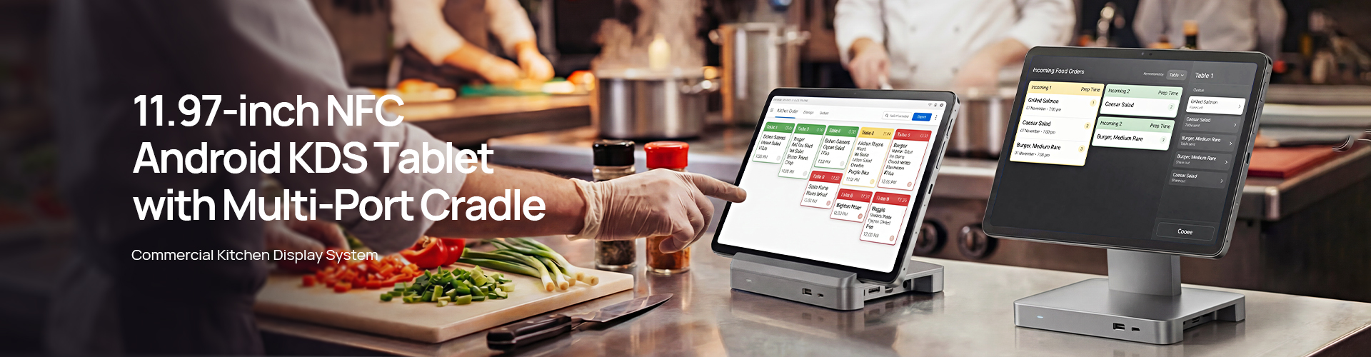11.97-inch Android KDS Tablet with Multi-Port Cradle & PoE for Commercial Kitchen Display System
