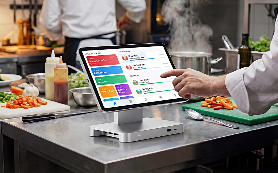 11.97-inch Android KDS Tablet with Multi-Port Cradle & PoE for Commercial Kitchen Display System