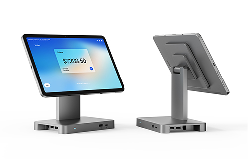 12-inch NFC Android Tablet with Rotated Multi-Port Cradle