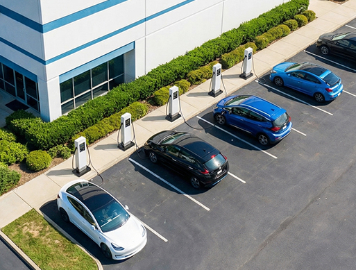 Fleet & Depot Charging<br>Logistics centers, taxi/bus depots, rental car facilities