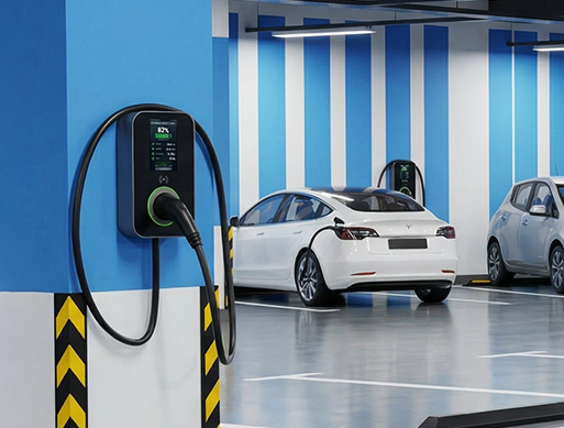 Commercial AC Wallboxes<br>Shopping malls, hotels, corporate fleets, apartment complexes