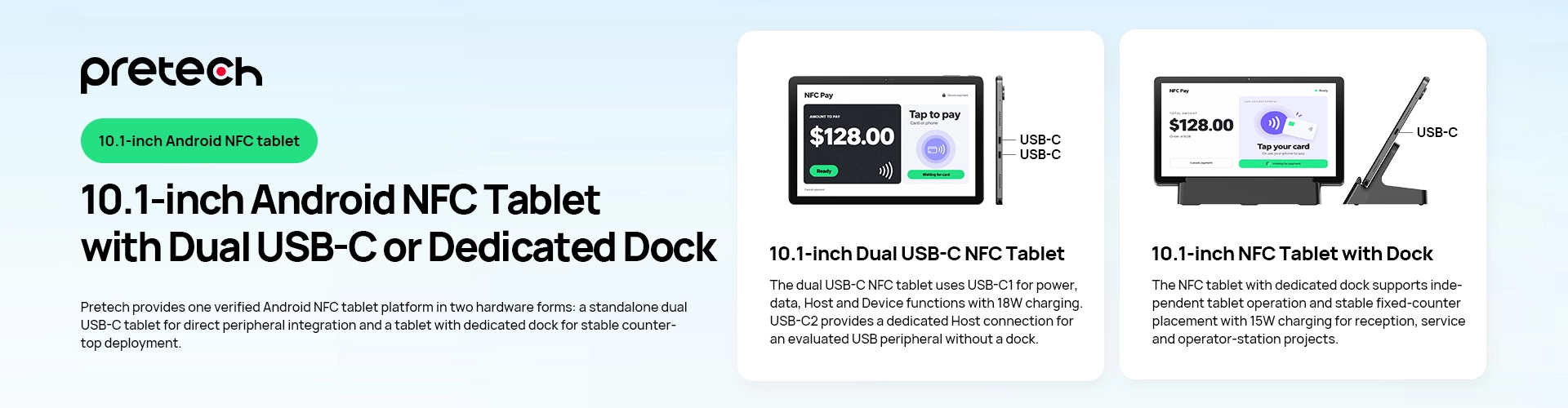 10.1-inch Android NFC Tablet with Dual USB-C or Dedicated Dock