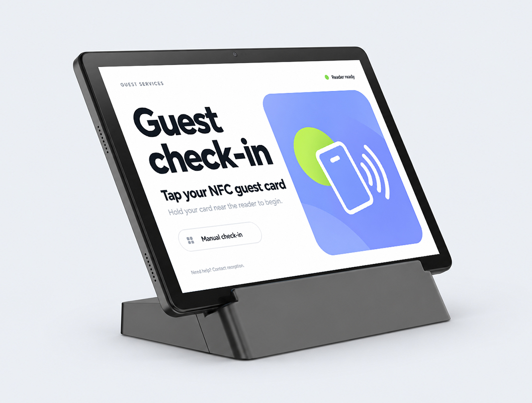 Docked NFC Tablet for Front-Desk Check-in